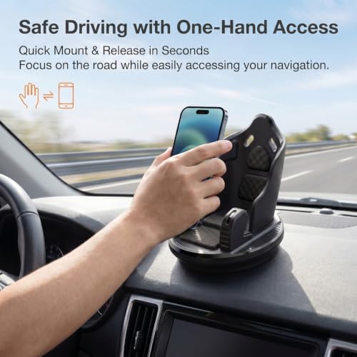 Car Phone Holder, Car Dashboard Phone Mount with Silicone Pad Mat, Slip Free Desk Phone Stand, Universal for Most Smartphones,GPS Devices and More (Black) - color: Black