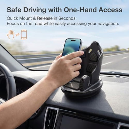 Car Phone Holder, Car Dashboard Phone Mount with Silicone Pad Mat, Slip Free Desk Phone Stand, Universal for Most Smartphones,GPS Devices and More (Black) - color: Black
