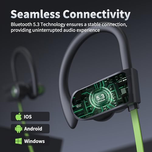 JOYWISE Bluetooth Headphones, Wireless Earbuds with 16 Hrs Playtime for Gym - color: Green