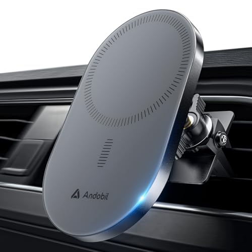 andobil 2026 Upgraded for Magsafe Car Mount [Biggest Panel, Big Phone Friendly] 360° Rotation Magnetic Phone Holder for Car Vent Suitable for iPhone 17/16/15 Pro Max Samsung S25/S24 (Grey) - color: Grey