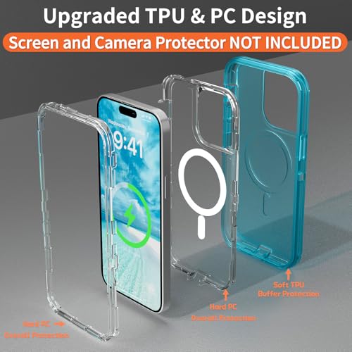 Follaroma Magnetic for iPhone 14 Pro Max Case, Heavy Duty Cases, Blue, 6.7" | Compatible with MagSafe, Heavy Duty Shock proof Protection, Military-Grade Anti-Drop, Dual Layer Transparent Protective Cover - color: Blue, size: iPhone 14 Pro Max 6.7''