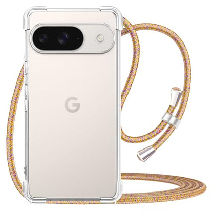 for Google Pixel 9 Lanyard Case Clear Adjustable Cord Neck Shoulder Crossbody Strap Mobile Cover Transparent Durable Soft Cover Women Shockproof Protective Phone Case for Pixel 9 - Rainbow - size: for Google Pixel 9