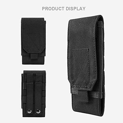 Tactical Molle Phone Case Bag Cover Loop Belt Holster Pouch Compatible with iPhone 14 Plus/14 Pro Max/14 Pro/13 Pro Max/13 Pro/13/12 Pro Max/11 Pro Max/Xs Max (Black)