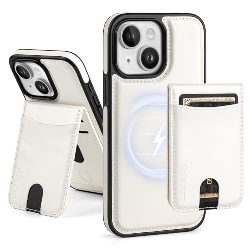 Shieldtop Compatible with MagSafe iPhone 14 Wallet Case,White | 2 in 1 Detachable Magnetic,Credit Card Holder Slots,RFID Blocking,PU Leather,Kickstand,Flip Folio Phone Cover for Men & Women - color: White, size: iPhone 14 6.1"
