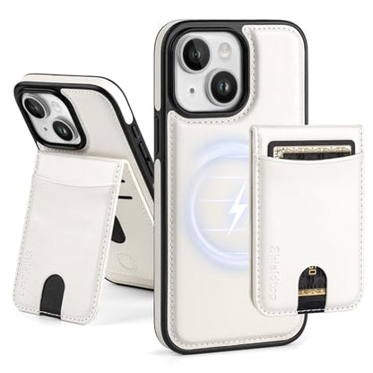 Shieldtop Compatible with MagSafe iPhone 14 Wallet Case,White | 2 in 1 Detachable Magnetic,Credit Card Holder Slots,RFID Blocking,PU Leather,Kickstand,Flip Folio Phone Cover for Men & Women - color: White, size: iPhone 14 6.1"