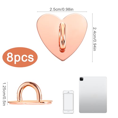 8 Pcs Phone Charm Hook, Cell Phones Charm Finger Rings Adhesive Metal Phones Finger Grip Loop Stand Heart Charms for DIY Phone Case Pad Tablet Supplies - color: Multicolor
