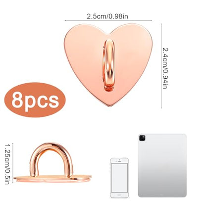 8 Pcs Phone Charm Hook, Cell Phones Charm Finger Rings Adhesive Metal Phones Finger Grip Loop Stand Heart Charms for DIY Phone Case Pad Tablet Supplies - color: Multicolor