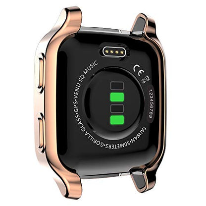[5-Pack] RICHONE Compatible with Garmin Venu Sq & Venu Sq 2 Screen Protector Case, All-Around Protective Cover Soft TPU Shockproof Bumper Frame (Black+Silver+Gold+Pink+Rose Gold) - size: Venu sq & sq2