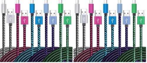Teeind USB Type C Cable Fast Charging, Tpc001 10 Pack(6Ft 3A) Braided C Charger Cables Compatible with Samsung S10e/note 9/s10/s9/s8 Plus/A80/A50/A20 - size: 6 feet (Pack of 2)