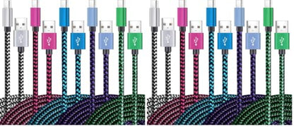 Teeind USB Type C Cable Fast Charging, Tpc001 10 Pack(6Ft 3A) Braided C Charger Cables Compatible with Samsung S10e/note 9/s10/s9/s8 Plus/A80/A50/A20 - size: 6 feet (Pack of 2)