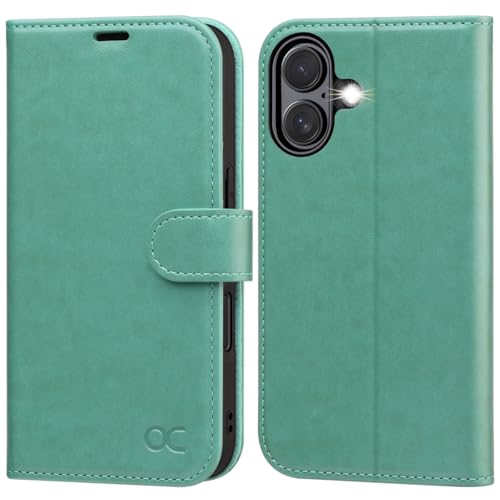 OCASE for iPhone 17 Wallet Case, Card Holder, Green | RFID Blocking, Kickstand, Magnetic Closure, PU Leather Flip Folio, Shockproof TPU Shell, Protective Phone Cover (6.3") 2025 - color: Green