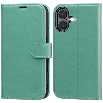 OCASE for iPhone 17 Wallet Case, Card Holder, Green | RFID Blocking, Kickstand, Magnetic Closure, PU Leather Flip Folio, Shockproof TPU Shell, Protective Phone Cover (6.3") 2025 - color: Green