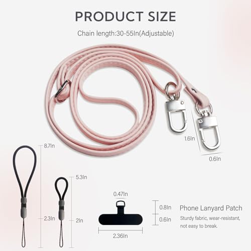 BFSD·DM Phone Crossbody Strap, Universal Crossbody Patch Phone Lanyards,Phone Lanyards for Around The Neck,Phone Strap,Compatible with Most Smartphones, (Pink) - color: Pink