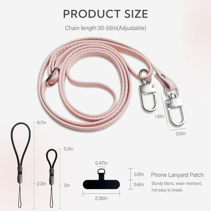 BFSD·DM Phone Crossbody Strap, Universal Crossbody Patch Phone Lanyards,Phone Lanyards for Around The Neck,Phone Strap,Compatible with Most Smartphones, (Pink) - color: Pink