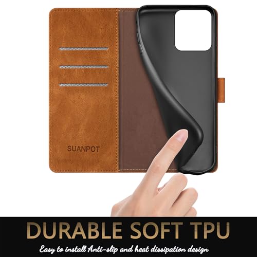 SUANPOT Compatible with Moto G Power 2026/Power 2025/Play 2025 Wallet case with RFID Blocking Credit Card Holder,Flip Book PU Leather Protective Cover Women Men for Power 2026 Phone case Light Coffee - color: Light Coffee