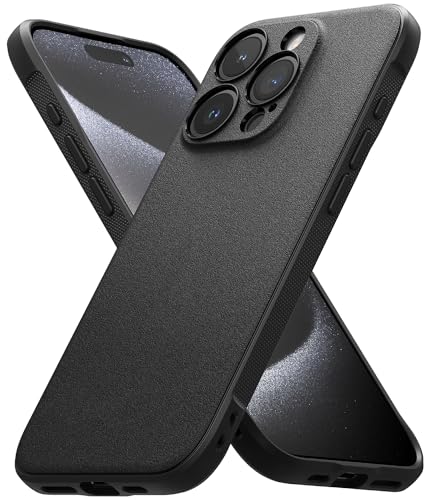 Ringke Onyx for iPhone 15 Pro Max Case, [Feels Good in The Hand] Oil & Dirt Resistant, Individual Lens Covers for Cameras, Non-Slip Enhanced Grip Lightweight Cover - Black | Anti-Fingerprint Texture, Slim & Lightweight Design, Non-Slip Side Pattern for Se