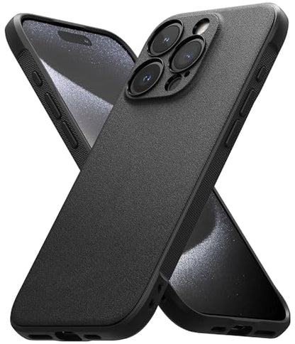 Ringke Onyx for iPhone 15 Pro Max Case, [Feels Good in The Hand] Oil & Dirt Resistant, Individual Lens Covers for Cameras, Non-Slip Enhanced Grip Lightweight Cover - Black | Anti-Fingerprint Texture, Slim & Lightweight Design, Non-Slip Side Pattern for Se
