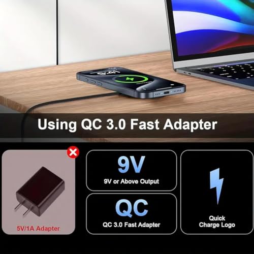 Magnetic Wireless Charger, 15W Fast Charging Pad, Ultra Slim Portable Charger with USB-C & USB-A Cable, Strong Magnetic Alignment Compatible with iPhone 17/16/15/14/13/12 Series (Black-G)