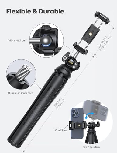 Lamicall Tripod for iPhone with Wireless Remote 8-Strand Aluminum Core - style: NEW Upgraded - Silicone for iPhone