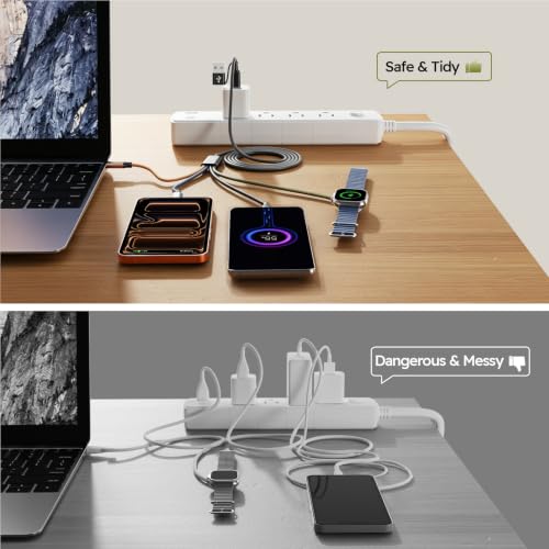 Travel Essentials 4in2 Multi Charging Cable for iPhone Watch Charger, 6FT - color: Black&Blue&Green&Coffee, size: AC to 2C+L+iWatch