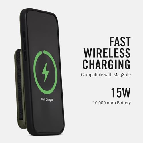 Ridge 20W Magnetic Power Bank Battery Pack 10,000mAh - Fast Charging, Compatible with MagSafe - Portable Charger Flight-Safe Travel Powerbank - Built-in Cables & Magnetic Attachment (Matte Olive) - color: Matte Olive