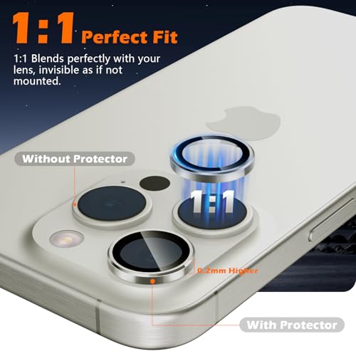 imluckies for iPhone 16 Pro - iPhone 16 Pro Max Camera Lens Protector, AR+AF Tempered Glass, 9H Ultra-Tough Metal Individual Lens Cover, HD Clear Camera Accessories, Case Friendly - Natural Titanium - color: Natural Titanium