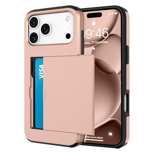 Wallet Case for iPhone 17 Pro Max with 2 Card Holder Credit Slot - color: Rose Gold, size: iPhone 17 Pro Max