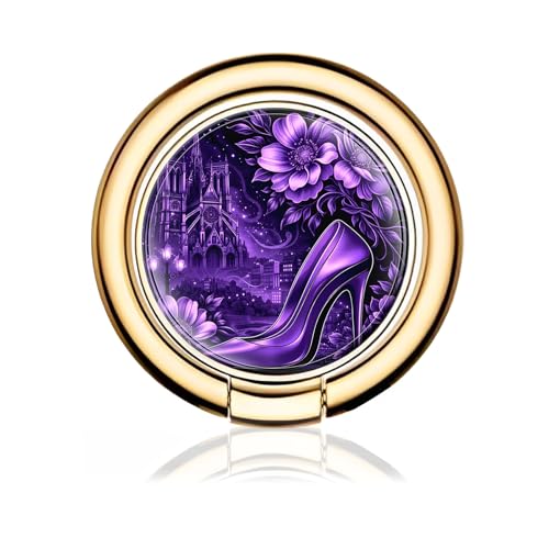 Cell Phone Ring Holder, Cute Metal Phone Grip Stand Finger Ring Kickstand, Flexible 360°Rotation Phone Tablet Case Accessories Compatible with Most Phones Purple Floral Heels - color: Purple Floral Heels