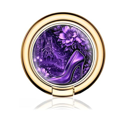 Cell Phone Ring Holder, Cute Metal Phone Grip Stand Finger Ring Kickstand, Flexible 360°Rotation Phone Tablet Case Accessories Compatible with Most Phones Purple Floral Heels - color: Purple Floral Heels