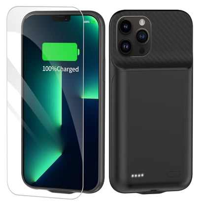 Battery Charging Case for iPhone 12 Pro Max, 13 Pro Max, 14 Pro Max, 14 Plus, 10000mAh Portable Extended Power Bank Case, Black, Plastic - size: For iPhone 12PM/13PM/14PM/14 Plus