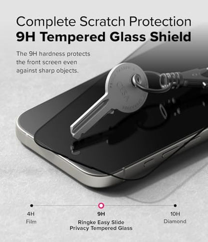 Ringke for iPhone 16 Pro Screen Protector [Easy Slide Privacy, 2 Pack] - size: iPhone 16 Pro