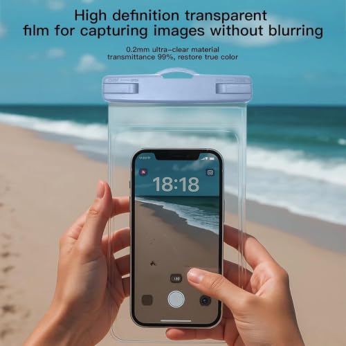 Waterproof Phone Pouch Compatible for iPhone 7in - 1 Sky Blue | IPX8 Waterproof Case, Beach Travel Must Haves, Beach Essential, Dry Bag, 1 Pack, for iPhone 17/16/15/14/13/12 Pro Max - color: B7-Sky Blue