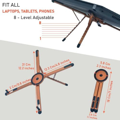 Foldable Desktop Portable Laptop Stand, 4-13 Inch Phones/Tablets (Orange) - color: Orange