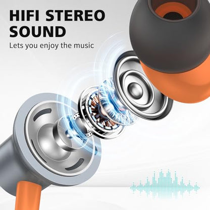 USB C Earbuds for iPhone 18 Pro Max Duo 17 Air 16 15 Plus/iPad, Orange - color: Orange
