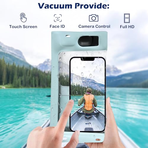 IPX8 Waterproof Phone Case Vacuum Sealed Dry Bag Blue | Bubble-free vacuum seal ensures HD photos & zero touch lag. IP68 waterproof protection for up to 7" iPhones & Samsung. - color: Blue, size: 1Pack