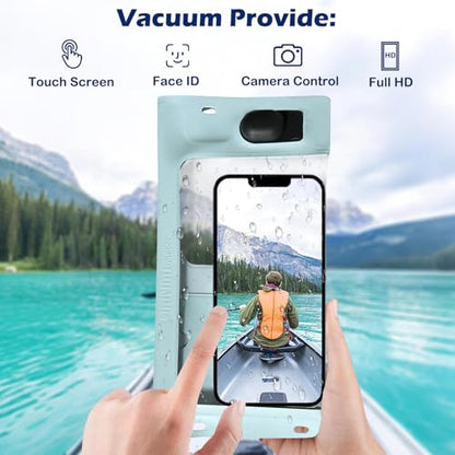 IPX8 Waterproof Phone Case Vacuum Sealed Dry Bag Blue | Bubble-free vacuum seal ensures HD photos & zero touch lag. IP68 waterproof protection for up to 7" iPhones & Samsung. - color: Blue, size: 1Pack