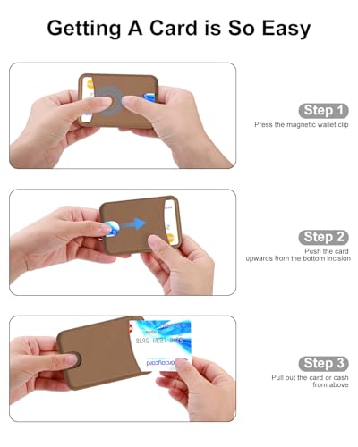 Miroddi for MagSafe Wallet, 4 Cards Holder, Stronger Magnetic Phone Wallet - color: Brown