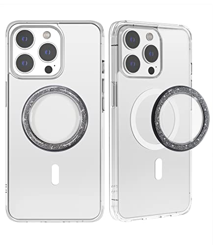 metisinno Magnetic Base Compatible with PopSocket Phone Grips and iPhone MagSafe Cases, Black Sparkle Glitter - color: Sparkle Black