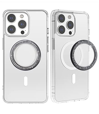 metisinno Magnetic Base Compatible with PopSocket Phone Grips and iPhone MagSafe Cases, Black Sparkle Glitter - color: Sparkle Black