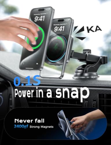 Chgeek for Magsafe Car Mount Charger, 15W Fast Charging Car Phone Holder