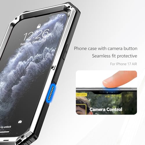 Lunivop Compatibility with iPhone Air Case 6.5'' 2025 Heavy Duty with Built in Screen Protector Lens Protection Rugged Stand 360 Full Body Military Grade Metal Bumper Phone Cases Men 17 Air Silver - color: Silver, size: iPhone 17 Air 6.5 2025