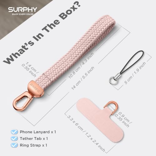 SURPHY Elastic Phone Wrist Strap, Phone Lanyard, Key Chain Lanyards - color: Pink