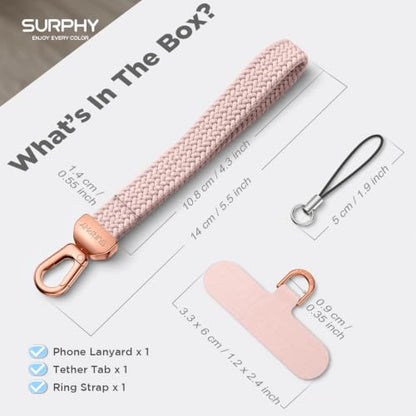 SURPHY Elastic Phone Wrist Strap, Phone Lanyard, Key Chain Lanyards - color: Pink