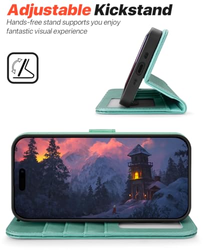 OCASE for iPhone Air Detachable Wallet Case with Card Holder, 2 in 1 PU Leather Flip Folio with RFID Blocking Stand Wrist Strap Shockproof Phone Cover 6.5 Inch 2025, Green - color: Green, size: iPhone Air
