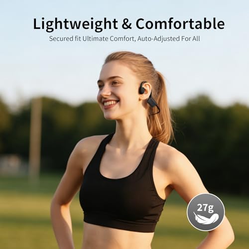Wireless Bone Conduction Headphones for Sports, Open-Ear Bluetooth 6.0 Earphones with Built-in Mic, Secure Fit IPX5 Sweatproof, Quick Charge & 10H Playtime for Running, Cycling, Hiking and Workout