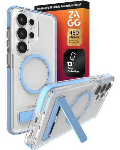 ZAGG Santa Cruz Snap Samsung Galaxy S26 Ultra Case with Kickstand - ICY Blue, Magnetic Crystal Clear Protective Phone Cover, 13ft Drop Protection, Graphene Reinforced, Slim Case with Stand - color: Icy Blue, size: Samsung Galaxy S26 Ultra