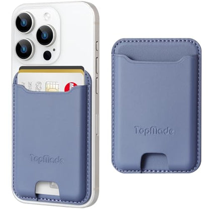 Phone Card Holder, Premium Leather Phone Wallet Stick on, Fit 4 Cards - color: Lavender