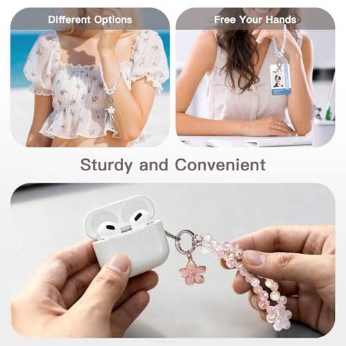 Long Pond Designer Cell Phone Wrist Strap, Anti-Lost Lanyard Wristlet Charm for iPhone 17 Pro Max&Most Cellphones, Detachable Bracelet - style: Crystal White