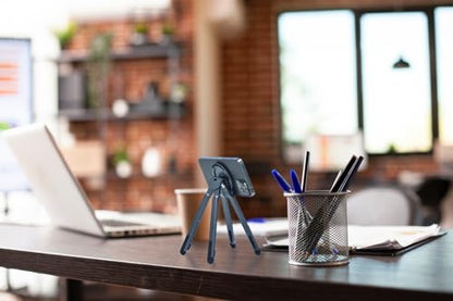 Foldable Laptop Stand, Adjustable w/Magnetic Phone Holder, Aluminum 10-16" - color: Silver Gray