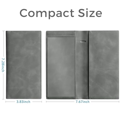 CoBak Checkbook Cover for Women & Men - PU Leather Case with RFID Blocking | Classic Design Check Book Holder for Personal and Business - color: Dark Gray